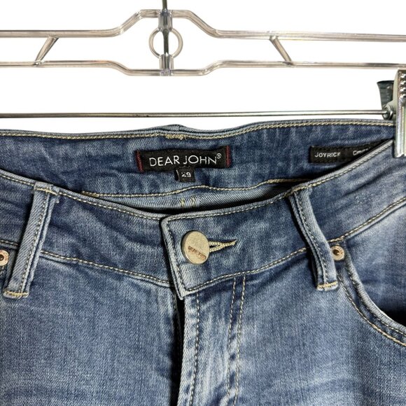 Dear John Womens Distressed Blue Denim Jeans Size 29 With Rolled Cuffs - Picture 3 of 6